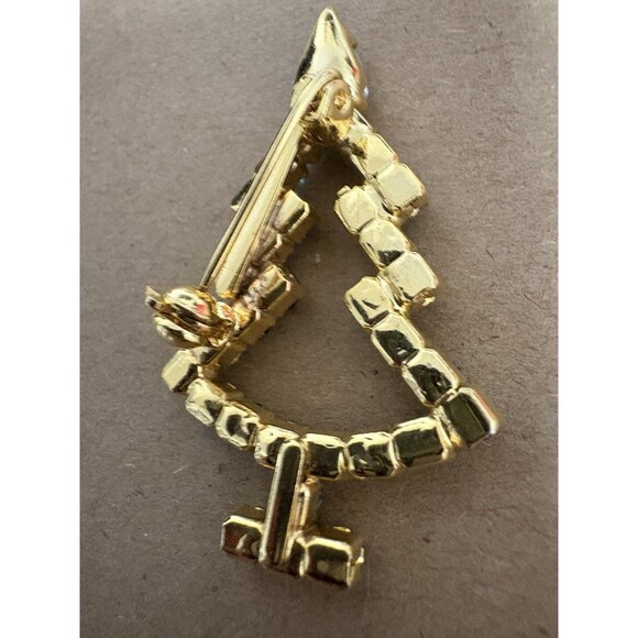 Goldtone Green And Clear Christmas Tree Pin/brooch - Picture 7 of 7